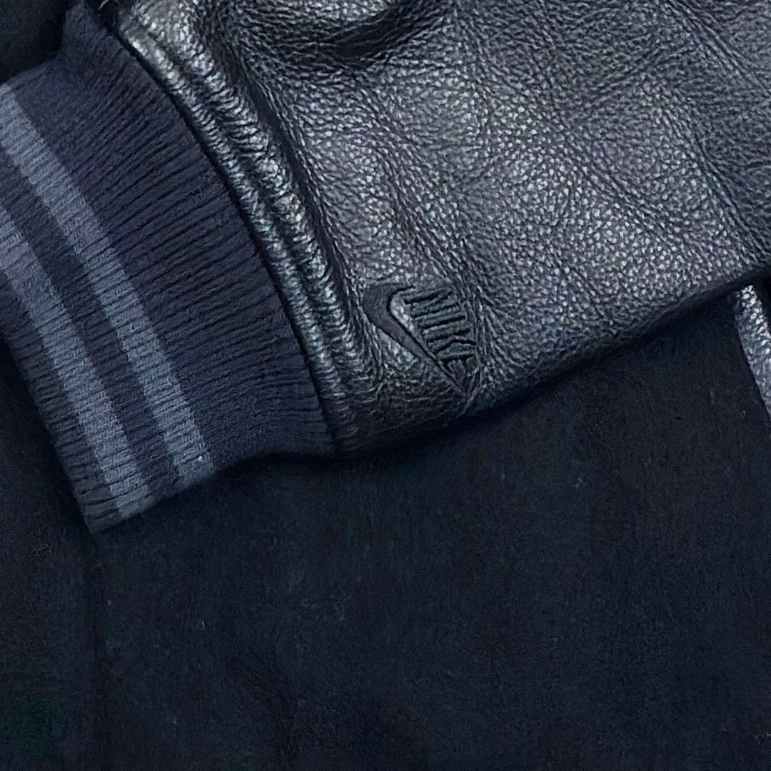 美品　ナイキ　袖レザー　デストロイヤージャケット　スタジャン　2XL　ブラック