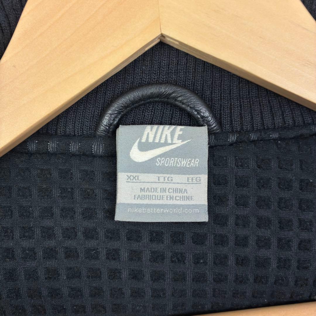 美品　ナイキ　袖レザー　デストロイヤージャケット　スタジャン　2XL　ブラック