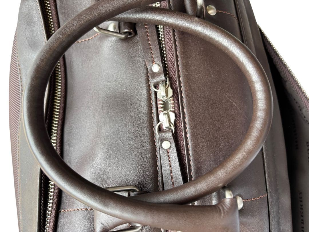 BURBURRY ボストンバッグ　旅行鞄　ビジネスバッグ　大容量　革　ブラウン系