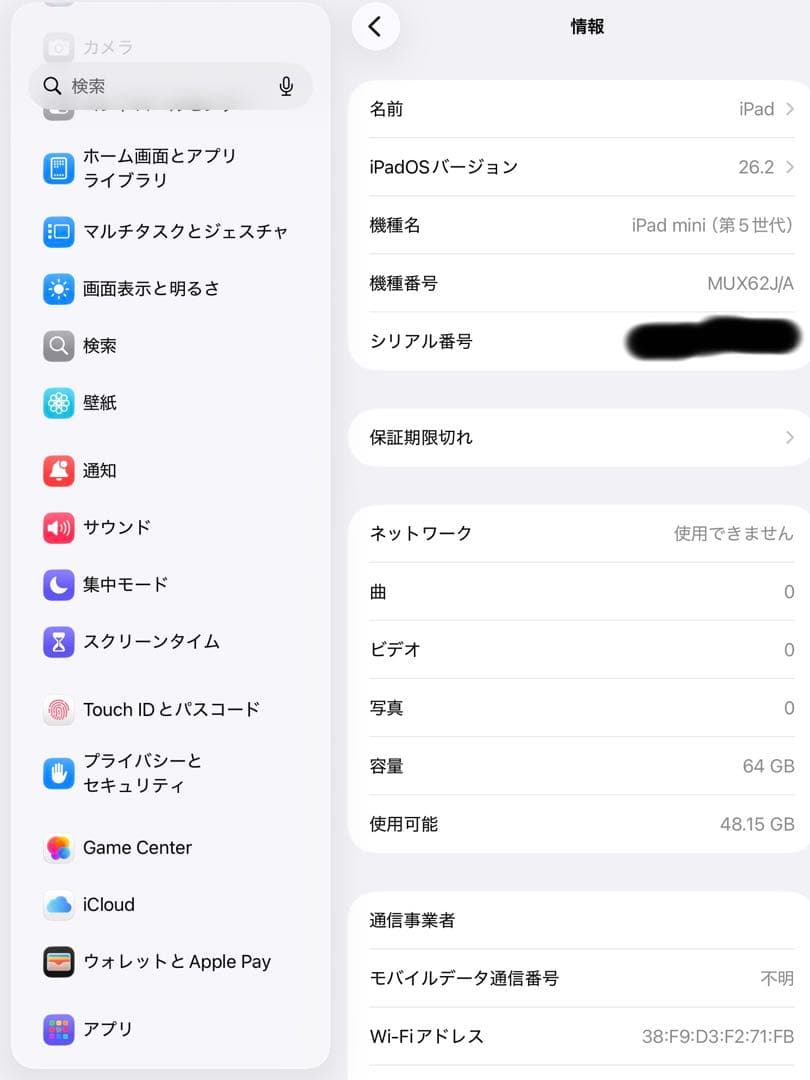 iPad mini5 Wi-Fi + Cellular 64GB - シルバー