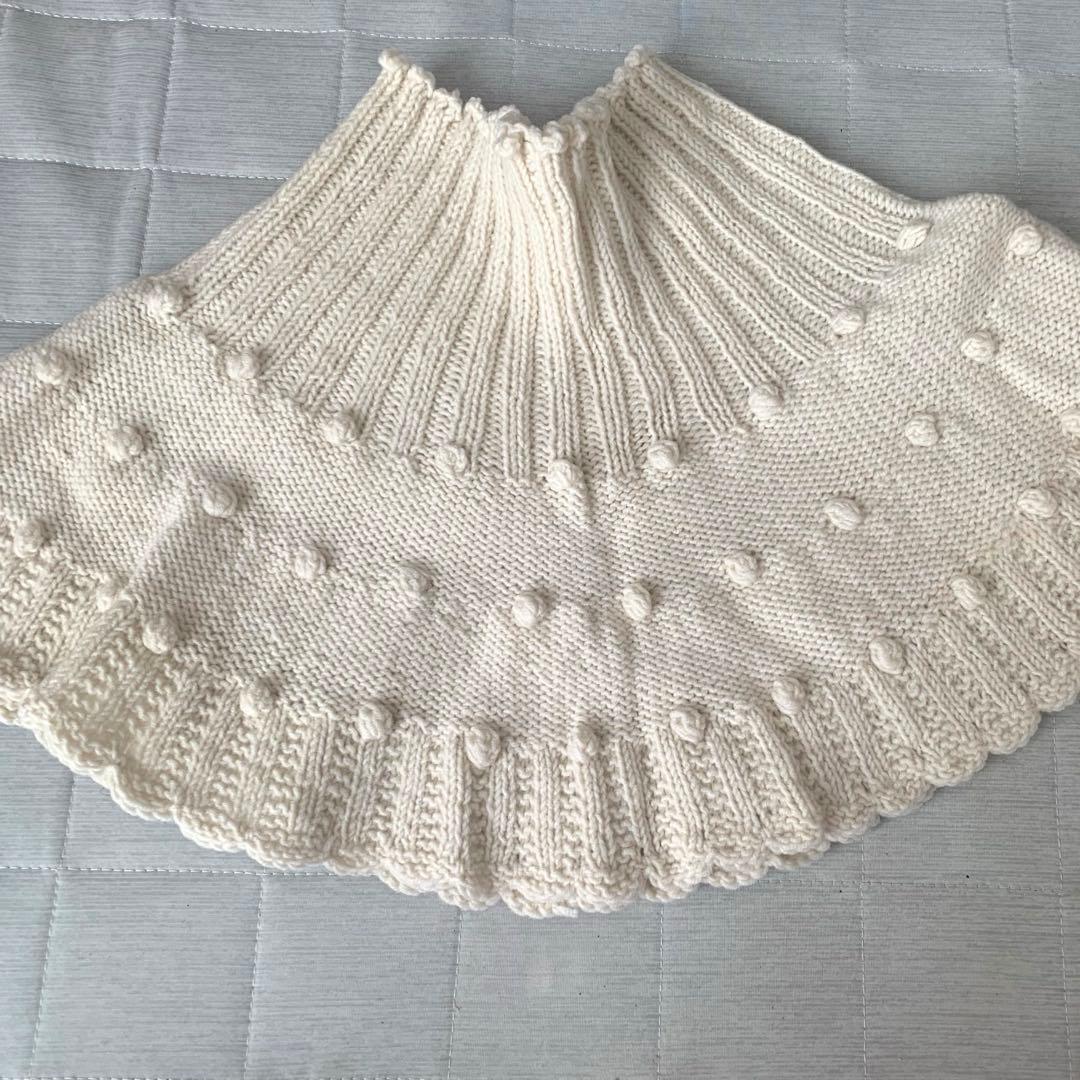 【新品未使用】m.soeur(エムスール)＊ドットの手編みケープ