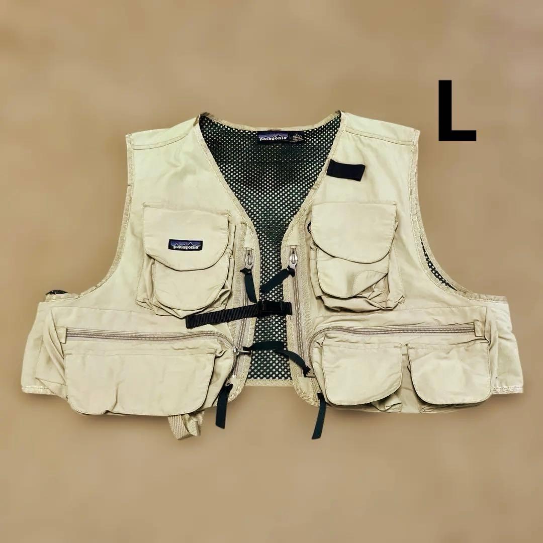 パタゴニア　フィッシングベスト　ベージュ　貴重　90年代　ヴィンテージ　L