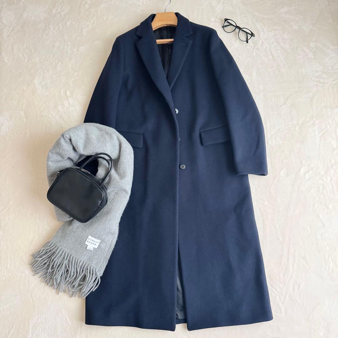 【極美品】YLEVE イレーヴ ウールロングチェスターコート ネイビー 日本製