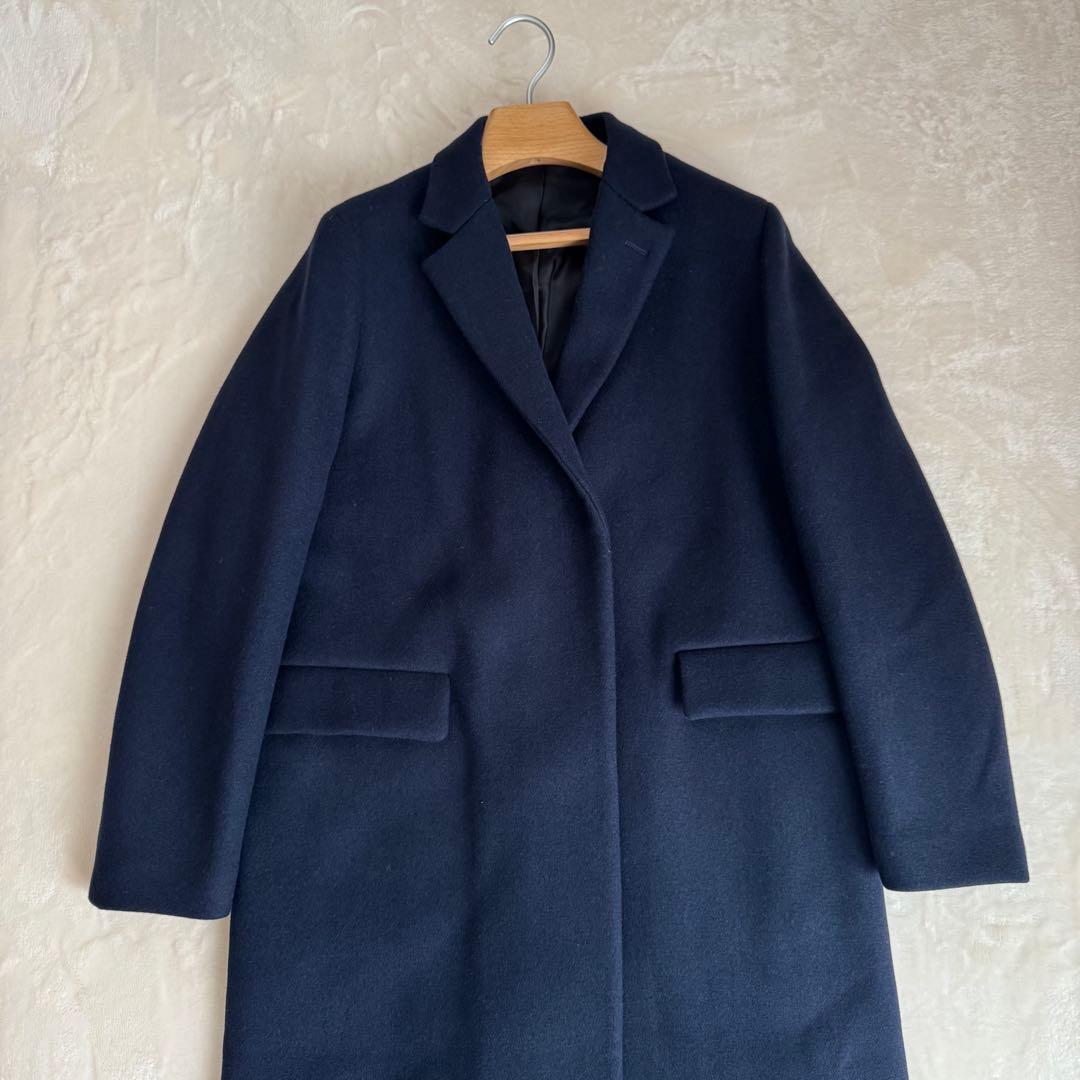 【極美品】YLEVE イレーヴ ウールロングチェスターコート ネイビー 日本製