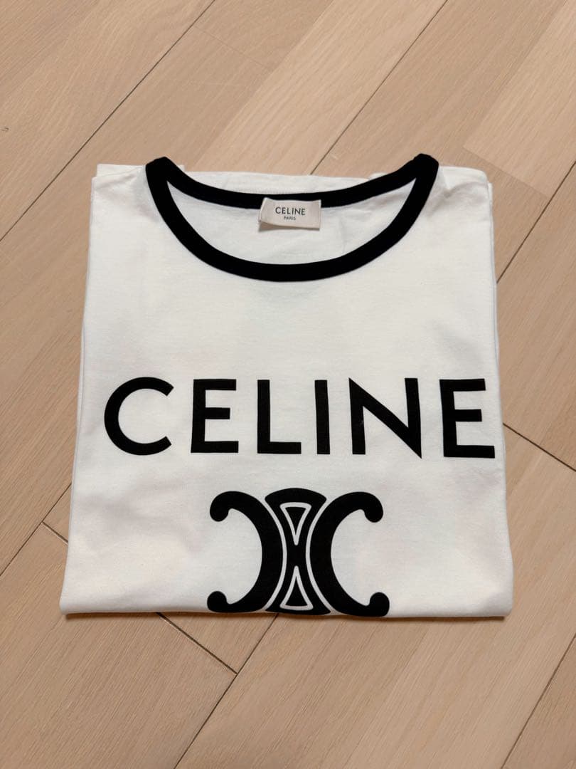 c*u様 CELINE ロゴ Tシャツ 半袖 ホワイト