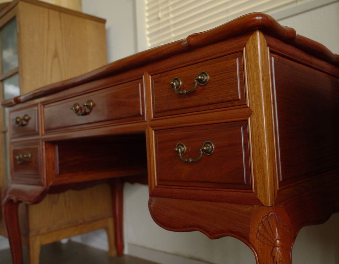 アンティーク　猫脚デスク　テーブル　引出し5杯 ビンテージ　工芸品