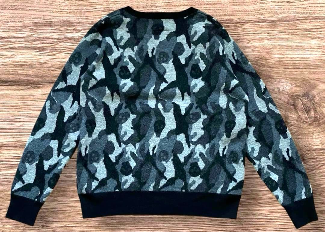 MARK＆LONAマークアンドロナ　カモフラ スカル 迷彩 総柄 ニット　L