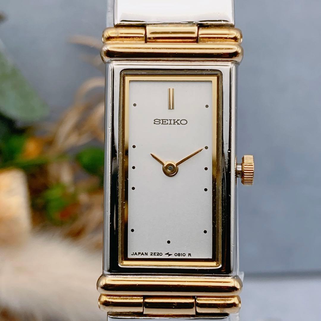 【稼動品】SEIKO バングルウォッチ レディース腕時計 スクエア　シルバー