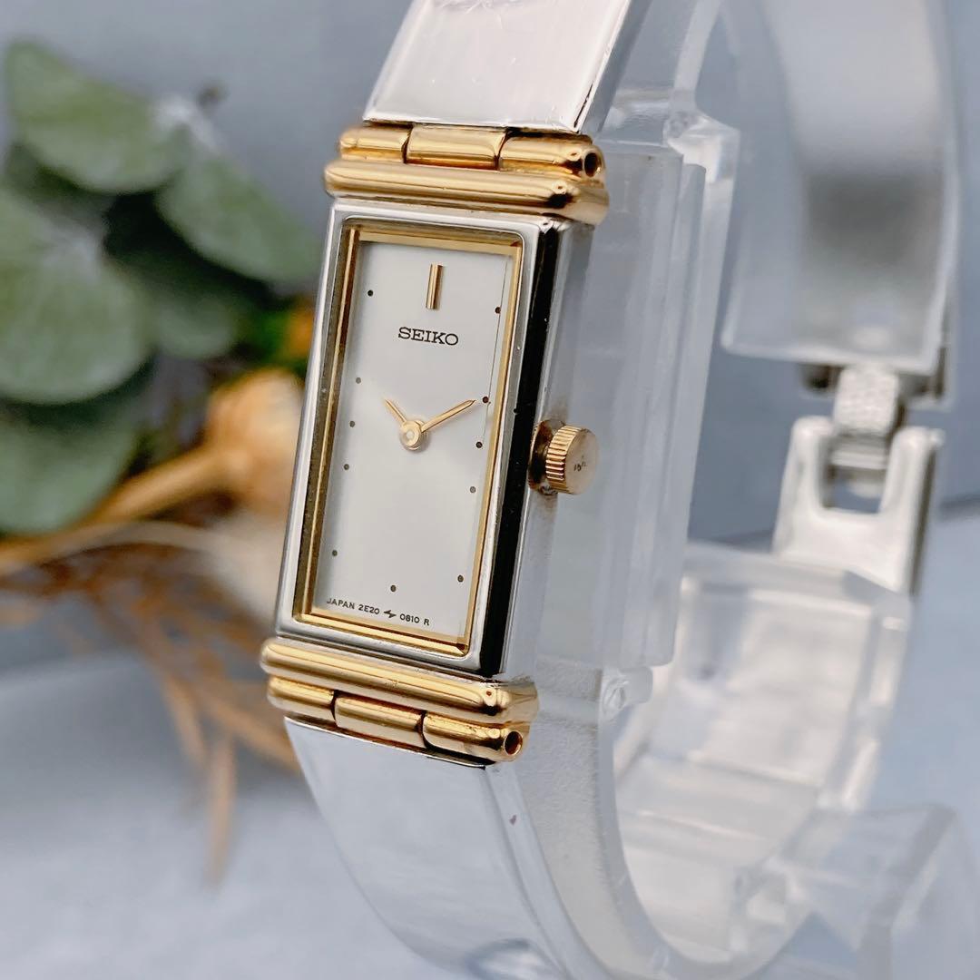 【稼動品】SEIKO バングルウォッチ レディース腕時計 スクエア　シルバー