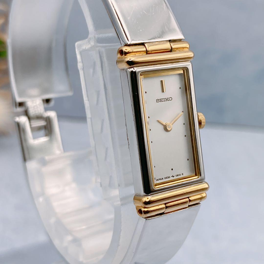 【稼動品】SEIKO バングルウォッチ レディース腕時計 スクエア　シルバー