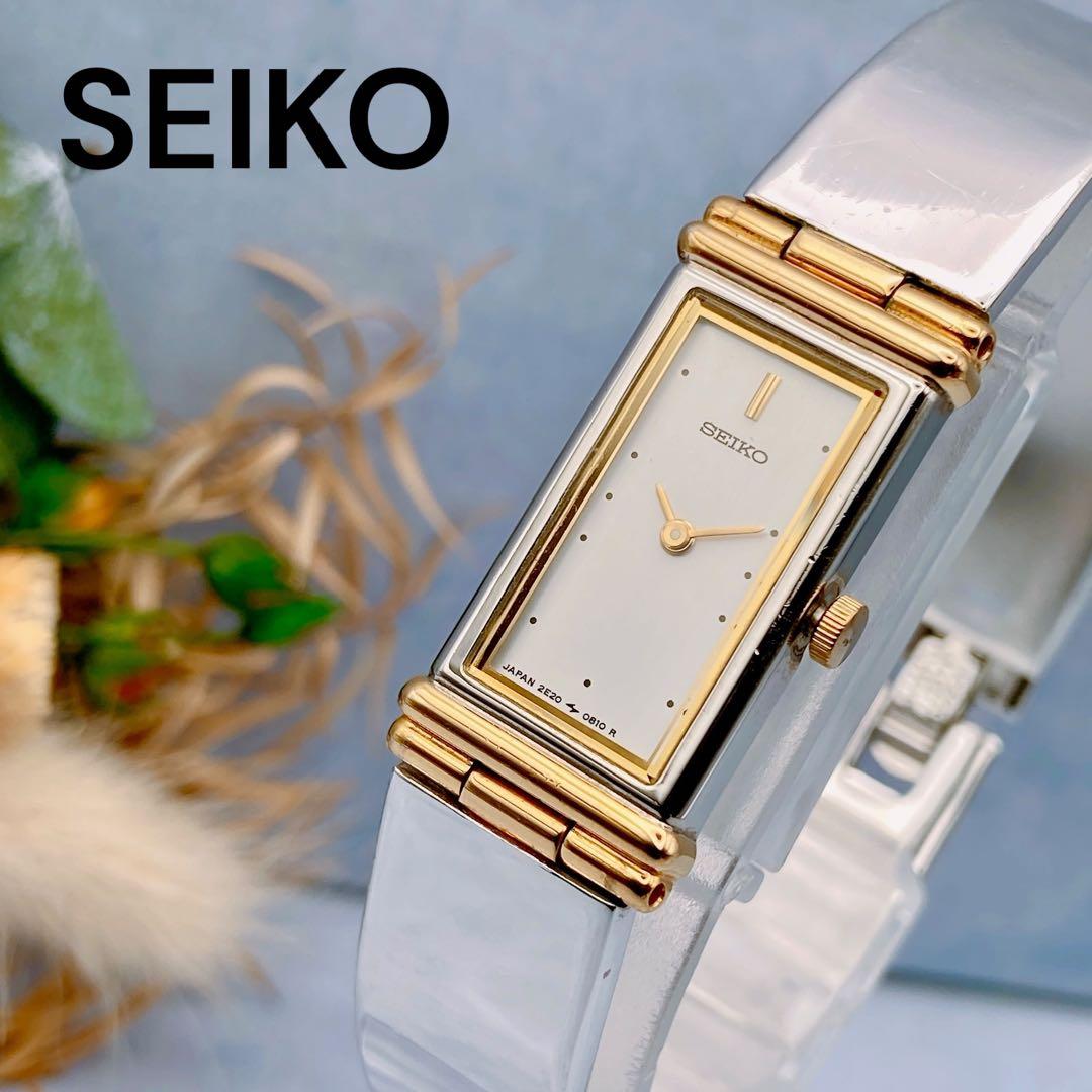 【稼動品】SEIKO バングルウォッチ レディース腕時計 スクエア　シルバー