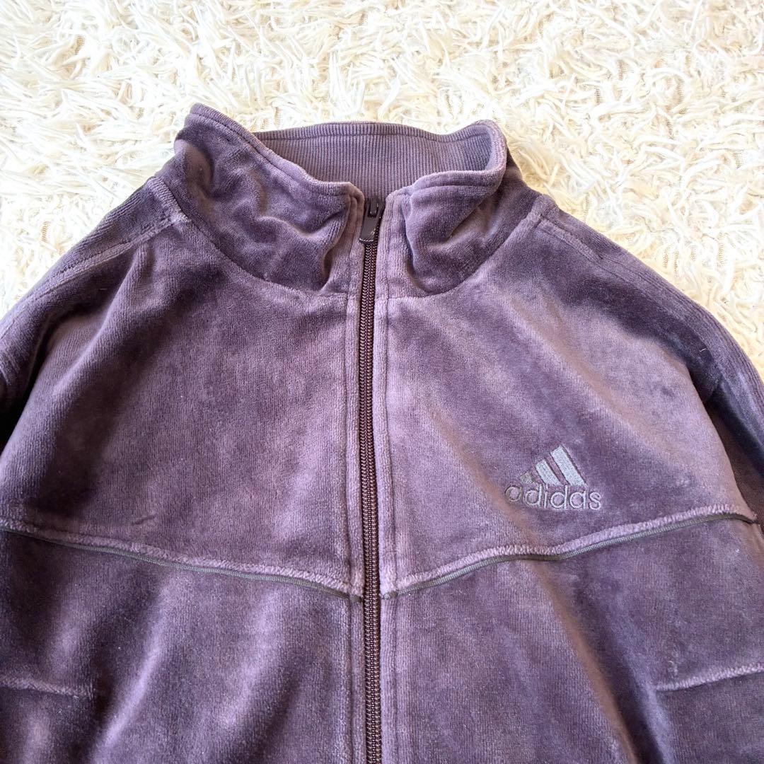 アディダス ベロア ジャージ セットアップ ダークパープル 大きいサイズ XL