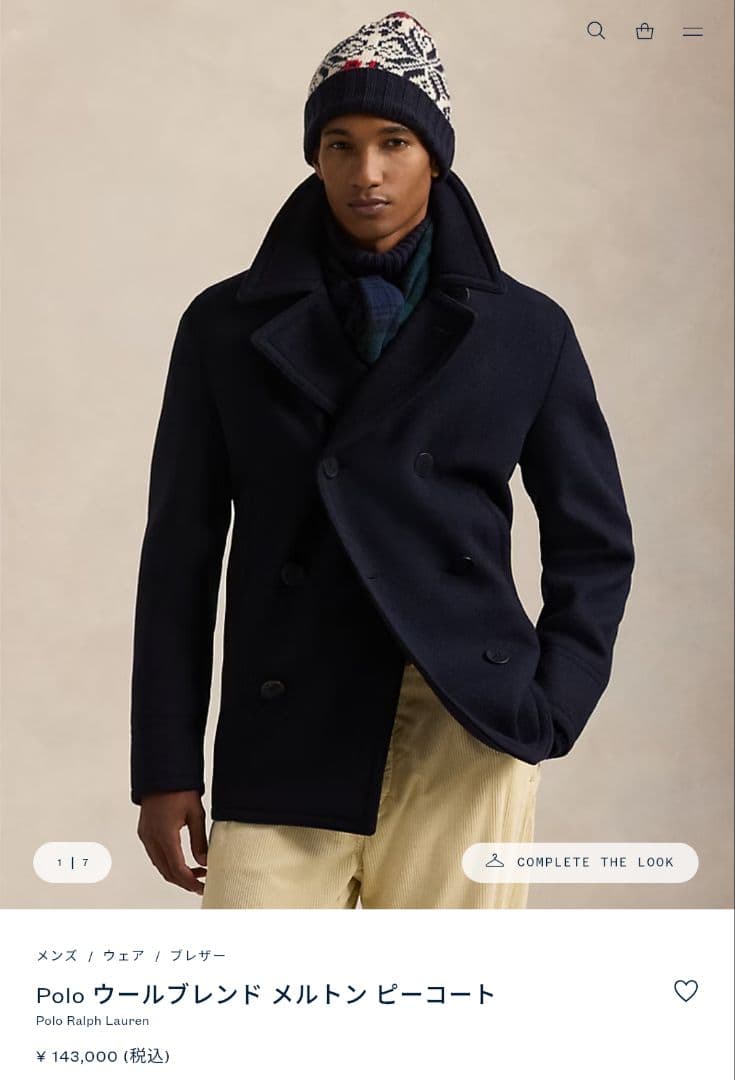 Polo ウールブレンド メルトン ピーコート ラルフローレン