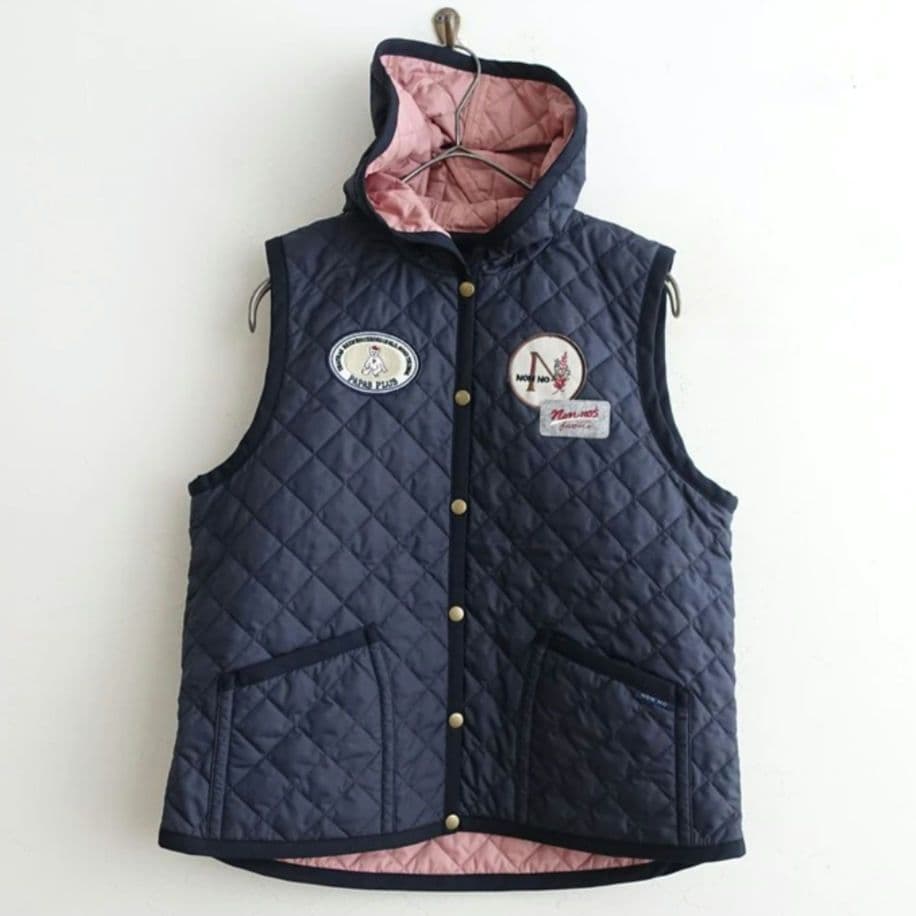 マドモアゼルノンノン キルティングフードベスト
