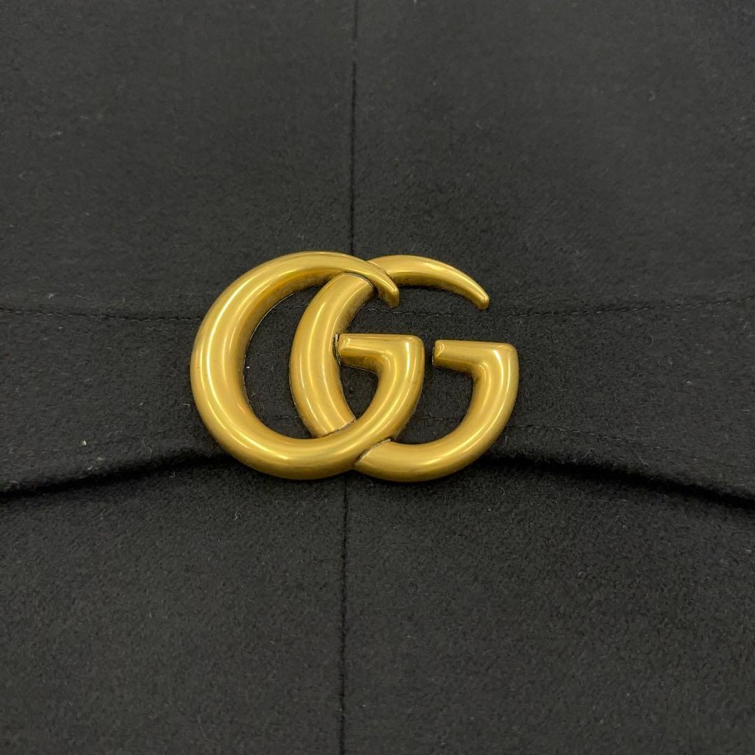 10857【美品】グッチ☆マーモント スプリング ウールコート 黒 GG ベルト