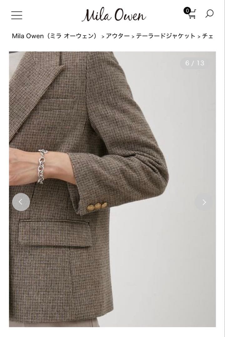 新品　今季　ミラ オーウェン　チェック金釦ダブルブレストブレザー