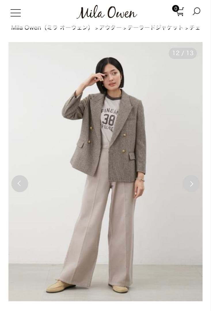 新品　今季　ミラ オーウェン　チェック金釦ダブルブレストブレザー