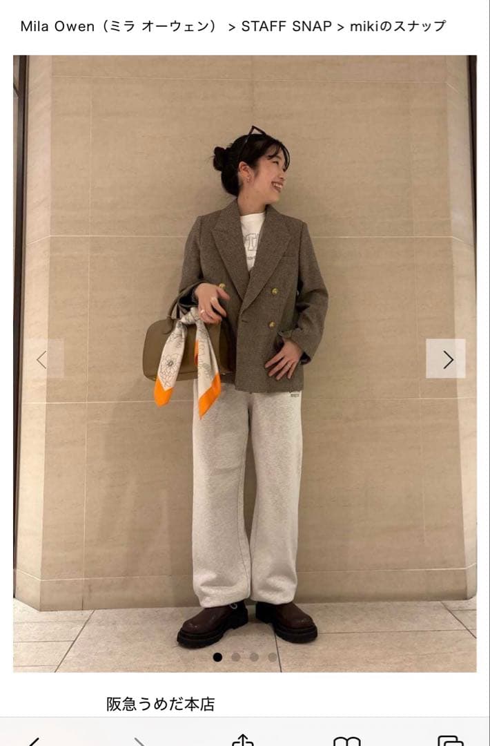 新品　今季　ミラ オーウェン　チェック金釦ダブルブレストブレザー