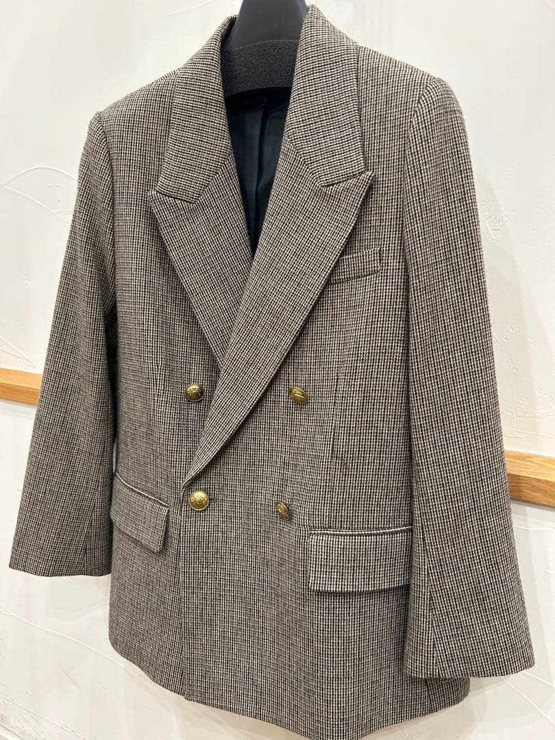 新品　今季　ミラ オーウェン　チェック金釦ダブルブレストブレザー