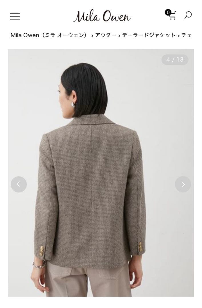 新品　今季　ミラ オーウェン　チェック金釦ダブルブレストブレザー