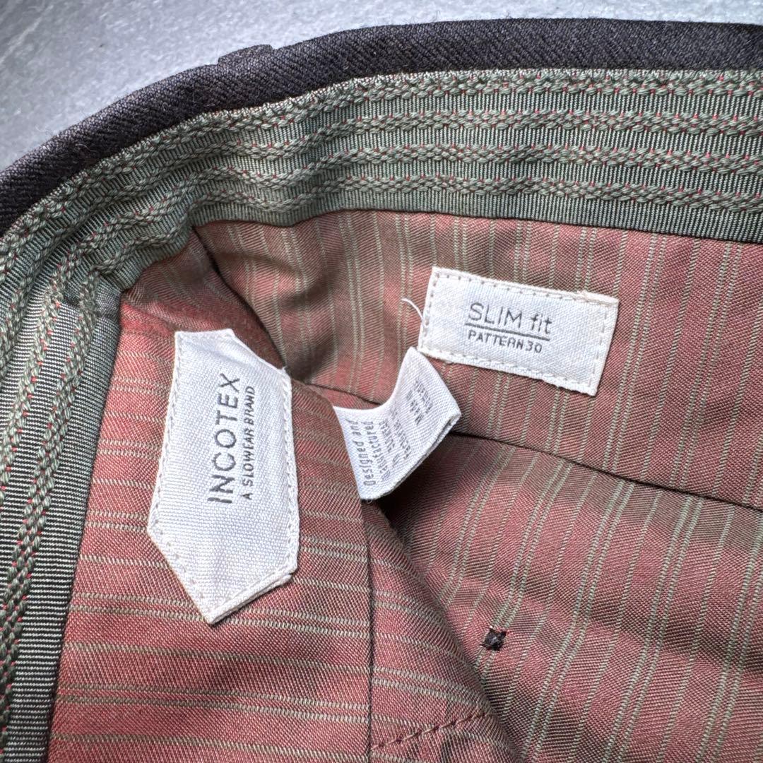 39 極美品　秋冬　インコテックス　スラックス　ブラウン　46 ウール