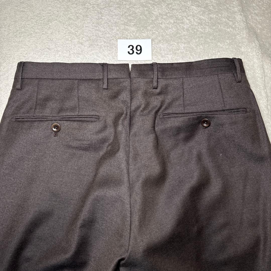 39 極美品　秋冬　インコテックス　スラックス　ブラウン　46 ウール