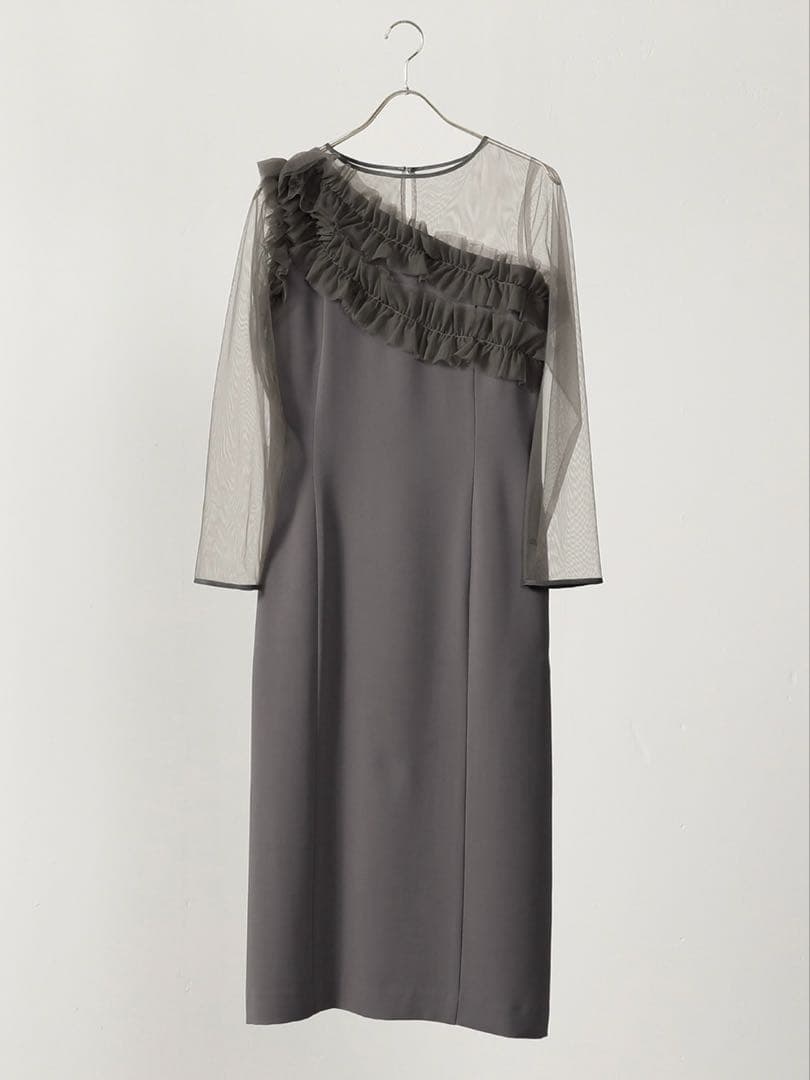 チュールフリル カーブライン ドレス 結婚式 お呼ばれ オケージョン