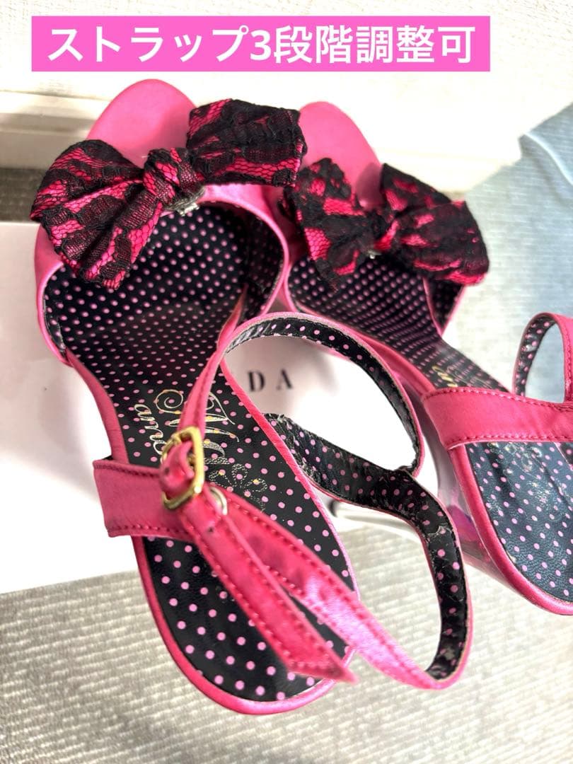MARSピンクリボン付きフラワーソールサンダル高ヒールL24.0〜24.5センチ