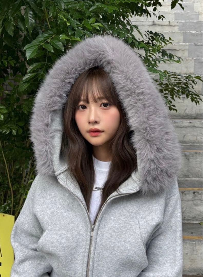 c*♡様 スナイデル 完売♡ウサギオンライン限定 ファー付きニットパーカー グレ