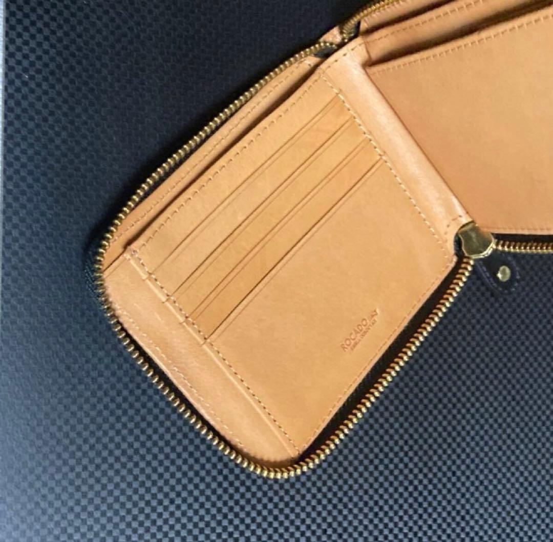 ロカド シェルコードバン 二つ折り 財布 ラウンドファスナー 馬革 ブラック