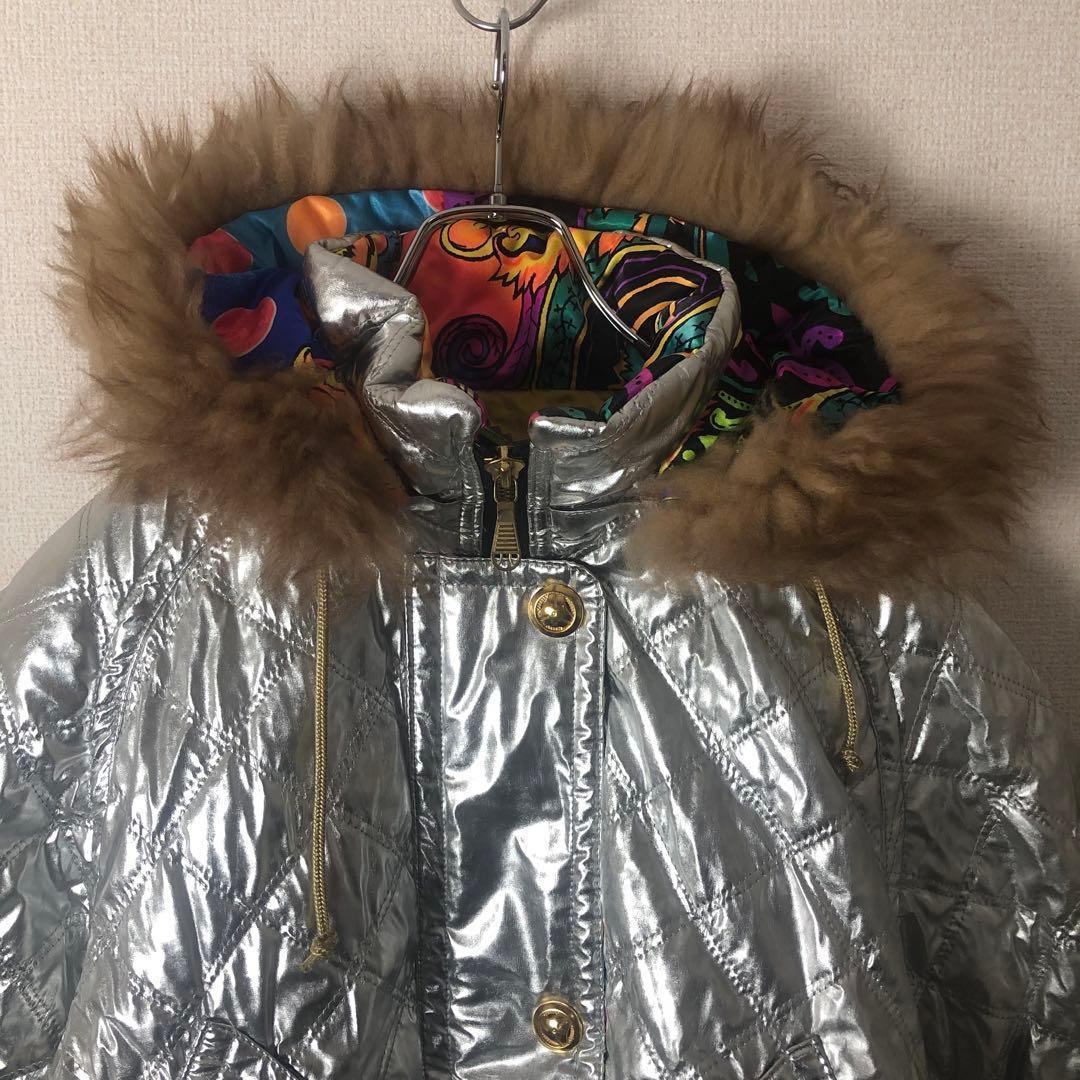 ellesse エレッセ ファー付き ヴィンテージ スキーウェア シルバー M