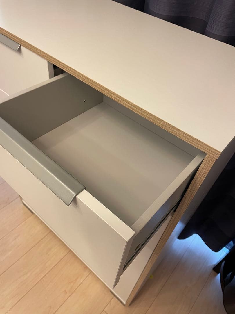 【LOWYA】ホワイト木製チェスト 5引き出し