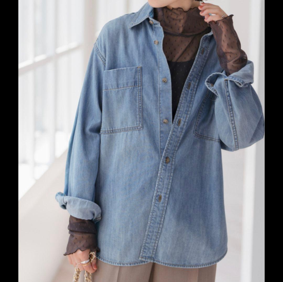 Spic＆Span　ドットチュールハイネックプルオーバー　ブラウン