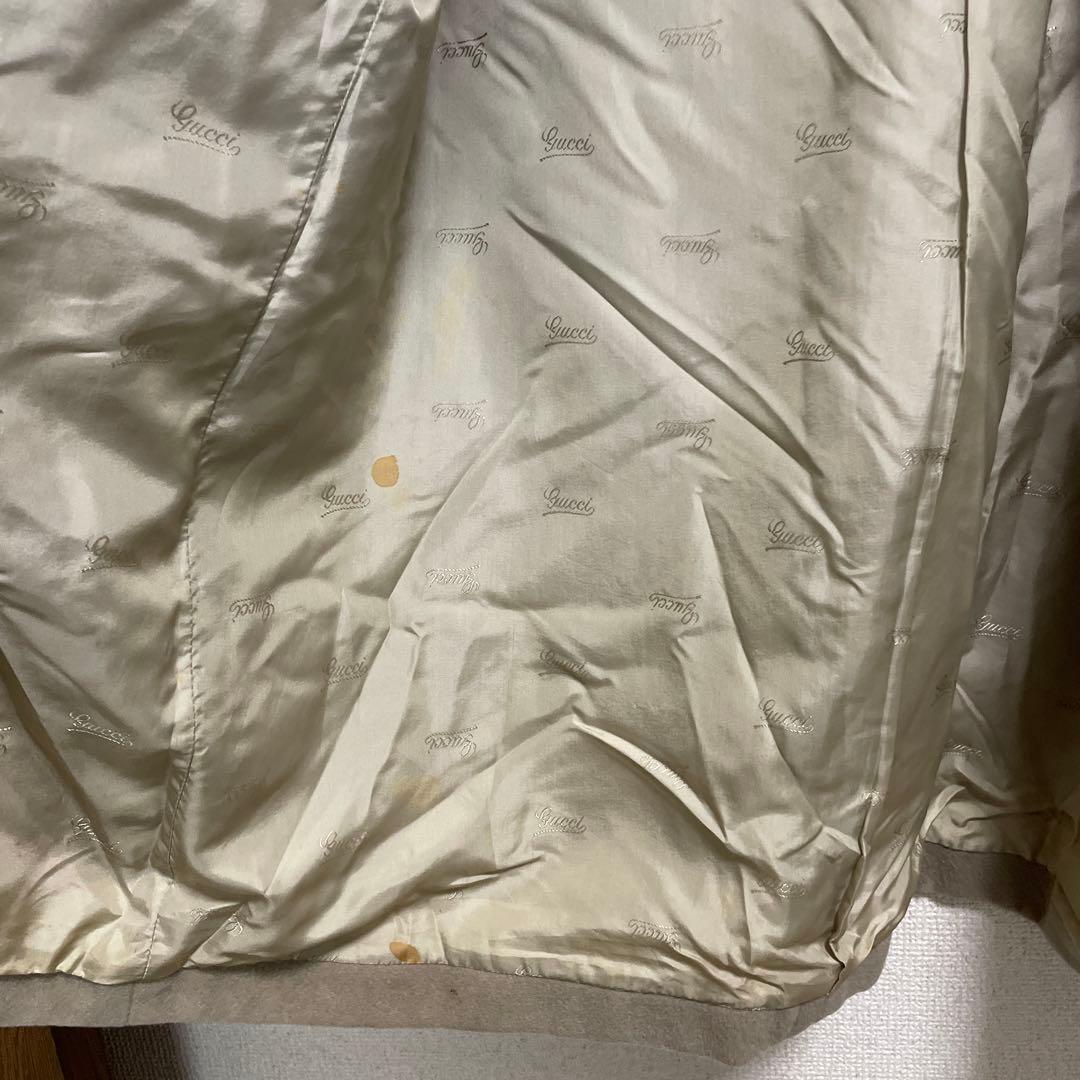 【GUCCI】フード付き ウールカシミヤ混コート ベージュ 42