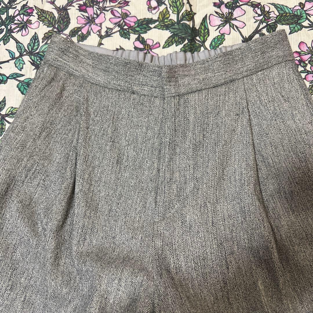 SOÉJU ソージュ ヘリンボーン タック ワイド パンツ L GRAY
