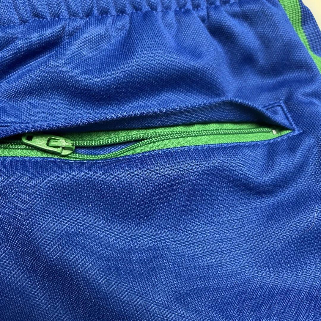 アディダス トレフォイルロゴジャージパンツ 青 グリーンストライプ