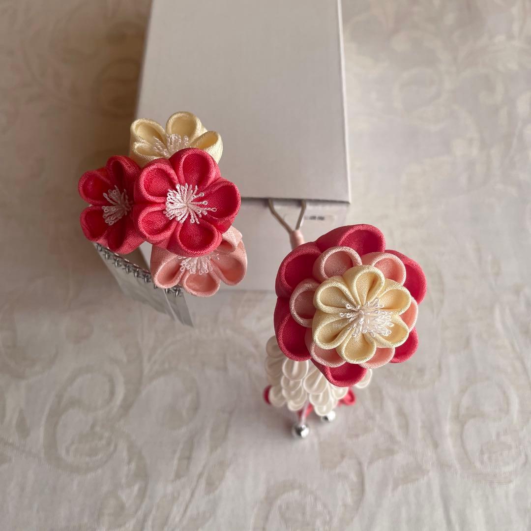 ☆おはりばこ☆ 七五三用髪飾りセット 7歳 つまみ細工 かのこ ちんころ 櫛