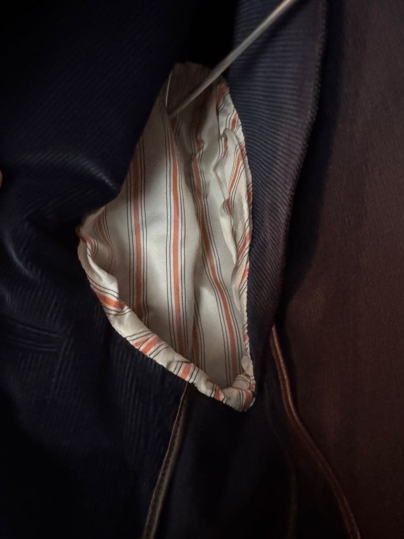 HERMES ネイビー コーデュロイ テーラードジャケット サイズ48 M〜L