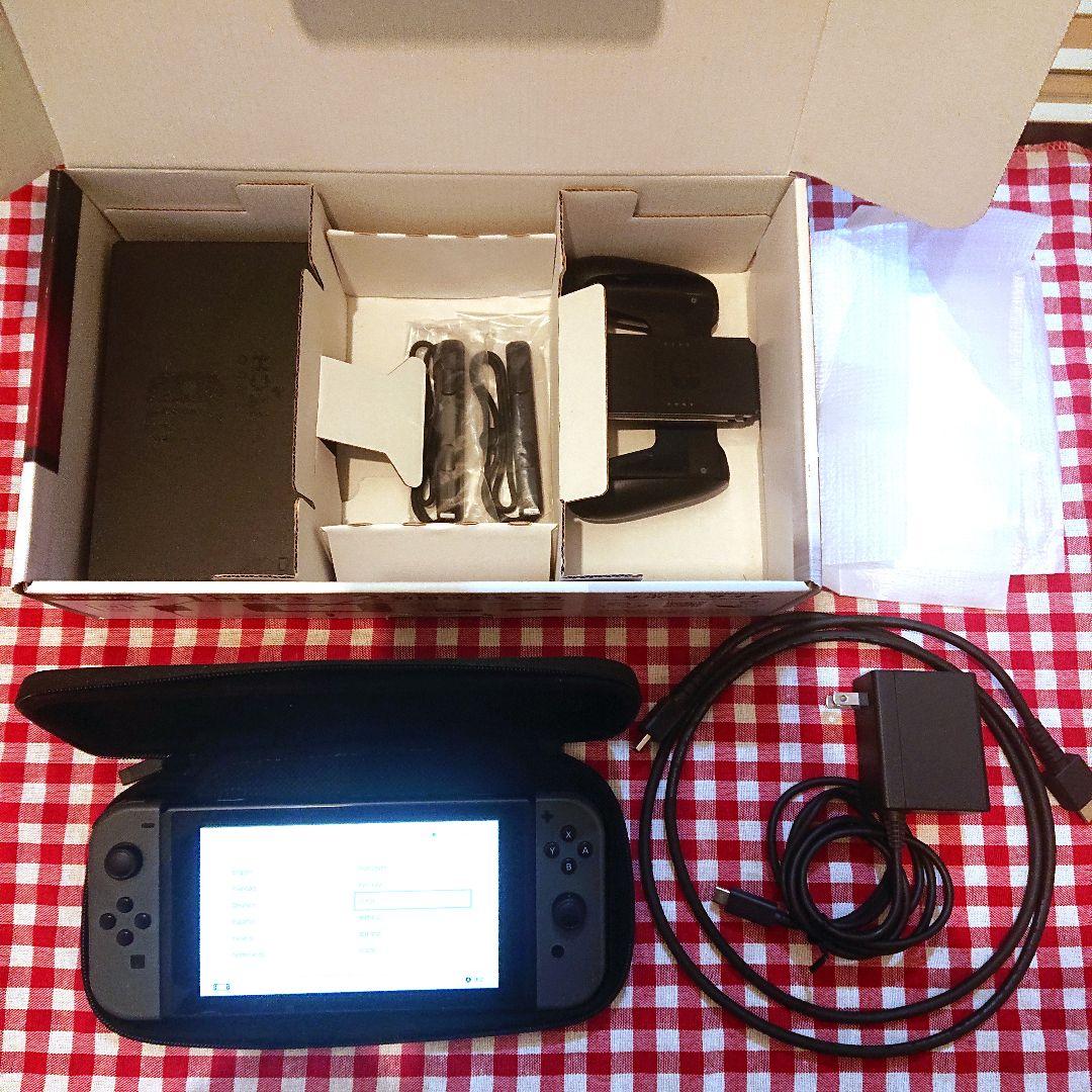 ポーチSDカード保護シート付きSwitch 本体 グレー 箱あり