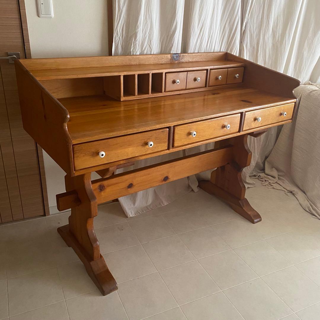 北欧　カントリー　アンティーク　デスク　机　作業台　フレンチカントリー　パイン材