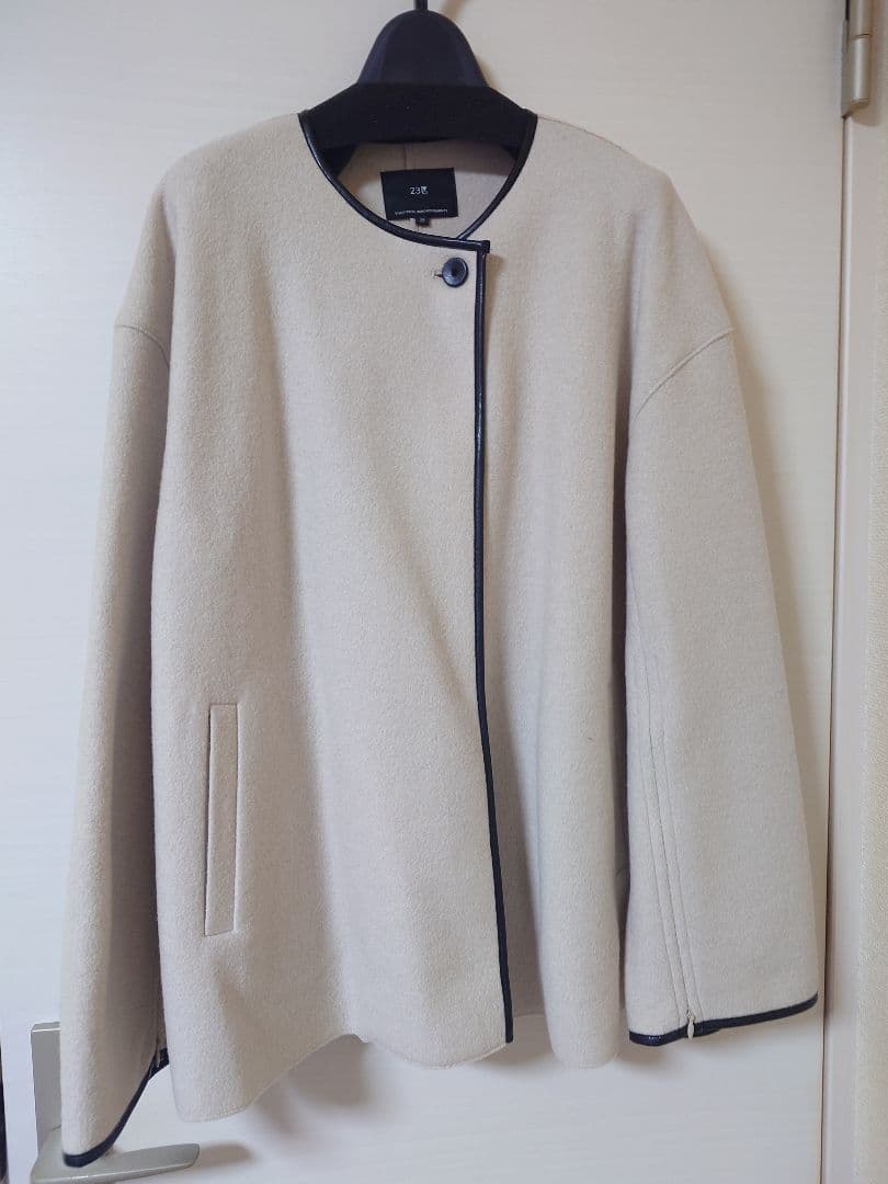 23区 ベージュ コンプレストパイルノーカラーコート サイズ38