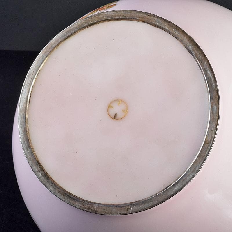 AAA安藤七宝店純銀刻印　桜釉　葡萄文瓶　唐木台・木箱付　H　R8810B