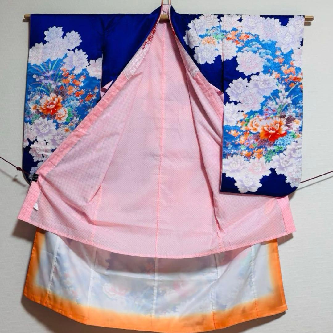 【女の子】 着物 襦袢 2点セット 草花模様 金駒刺繍入り 七五三 7歳