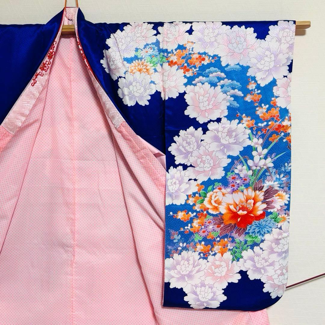 【女の子】 着物 襦袢 2点セット 草花模様 金駒刺繍入り 七五三 7歳