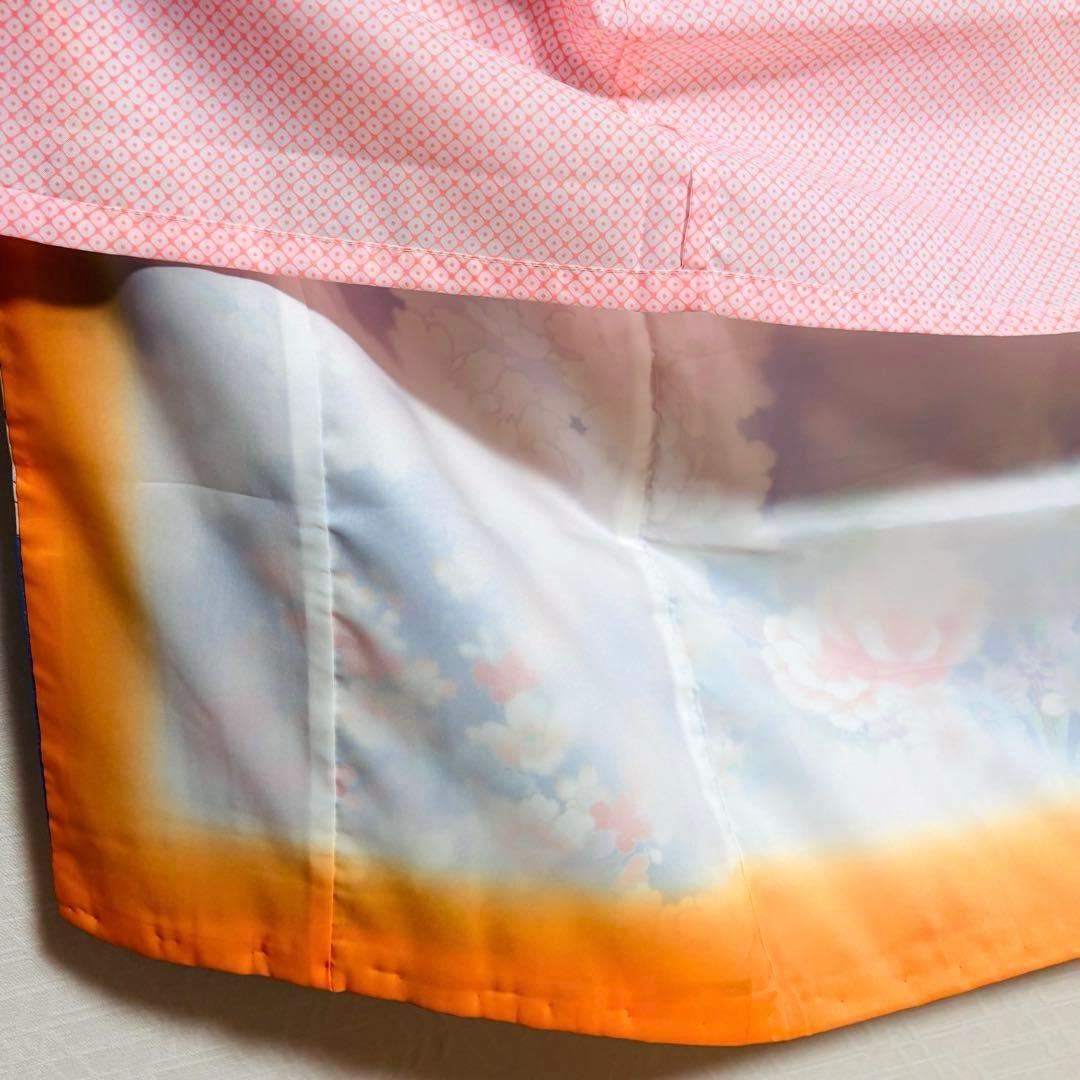 【女の子】 着物 襦袢 2点セット 草花模様 金駒刺繍入り 七五三 7歳