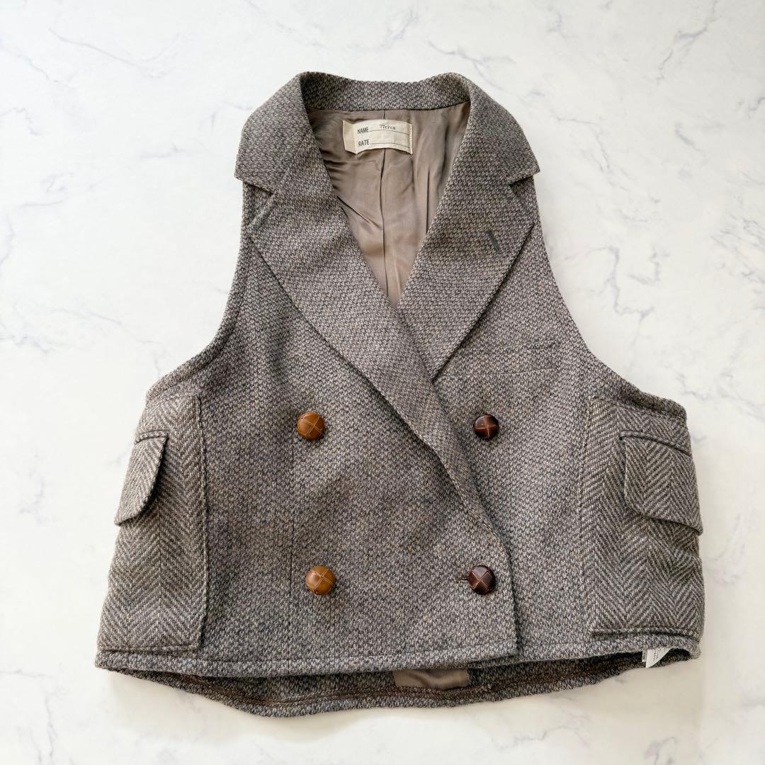 【美品】　ナナナナサーカ　ジャケット　セット　ヘリンボーン　くるみボタン　変形