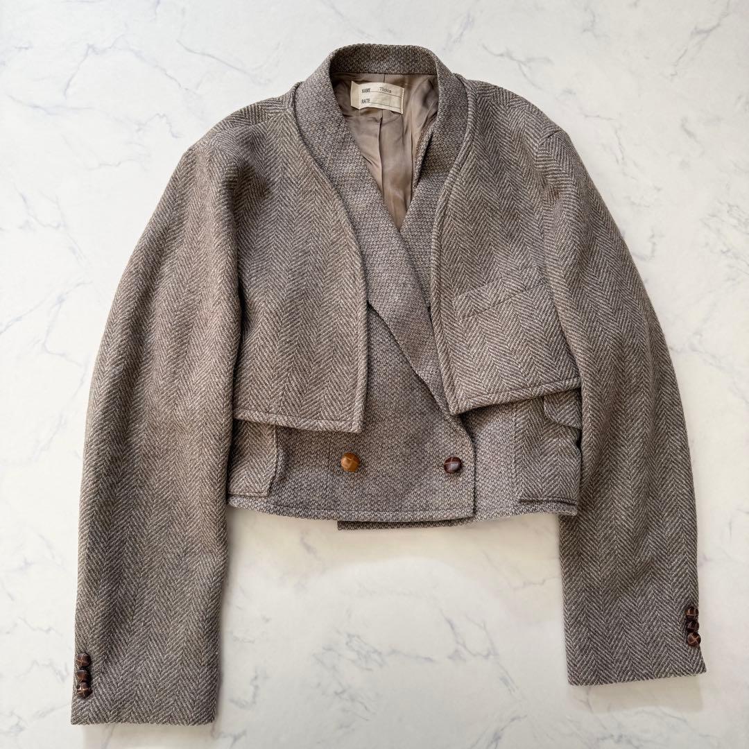 【美品】　ナナナナサーカ　ジャケット　セット　ヘリンボーン　くるみボタン　変形