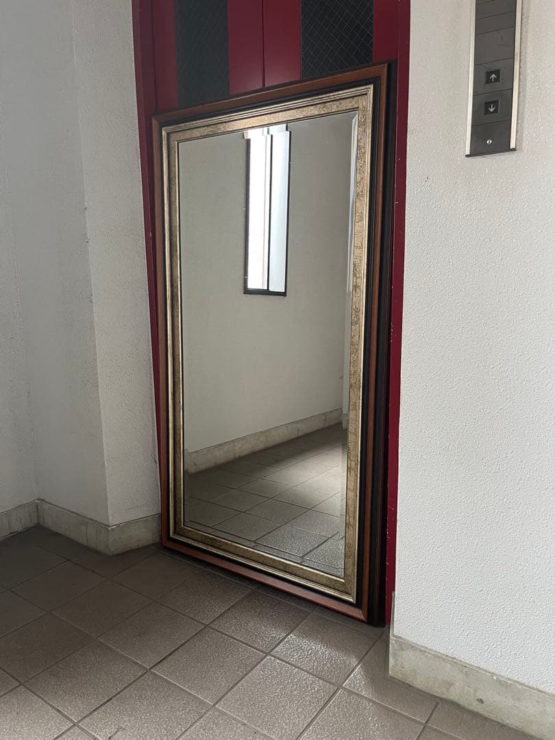 イタリア製　アンティーク　壁掛けウォームミラー　姿見　大型鏡