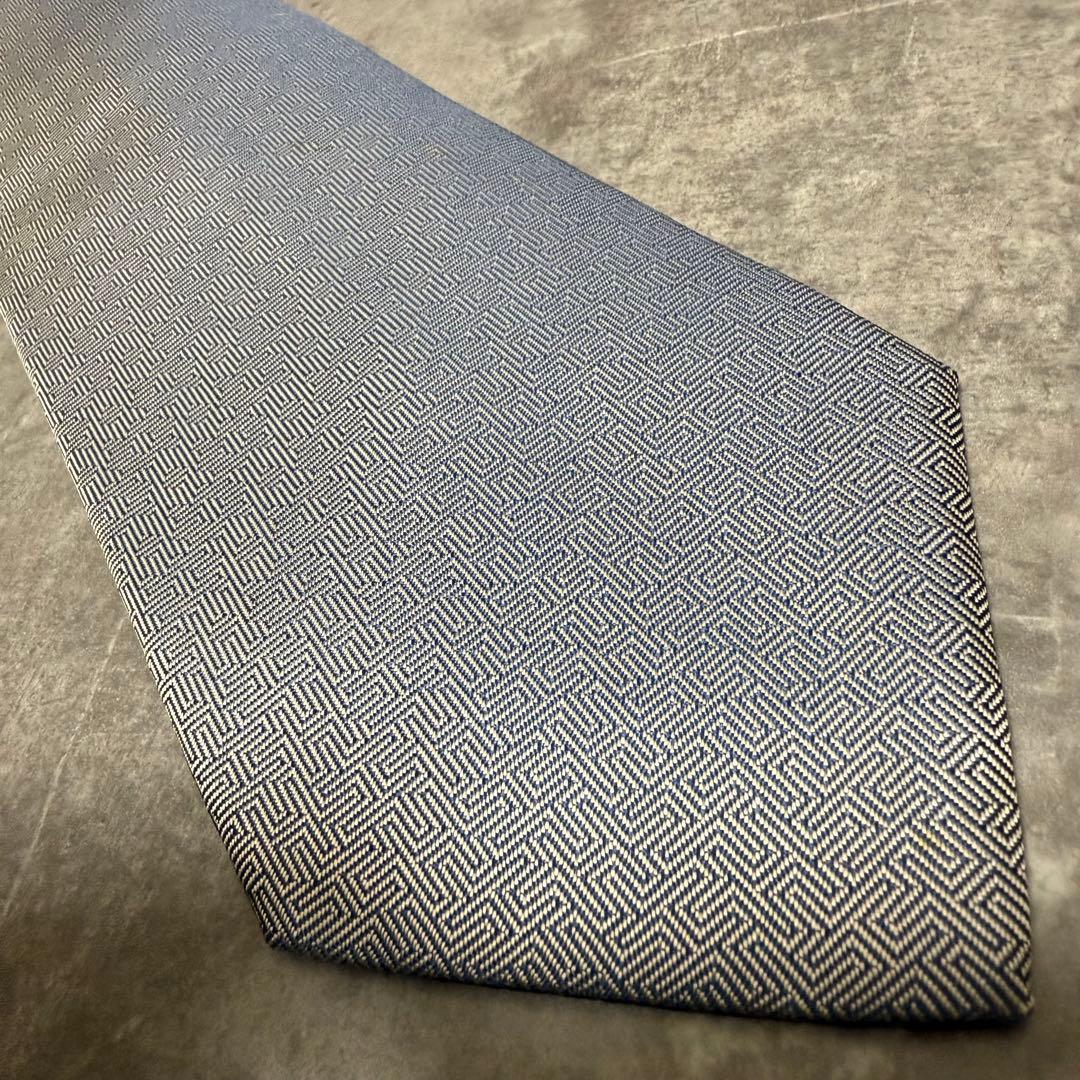 【✨極美品✨】 HERMES エルメス ネクタイ シルバー H柄 ファソネ 光沢