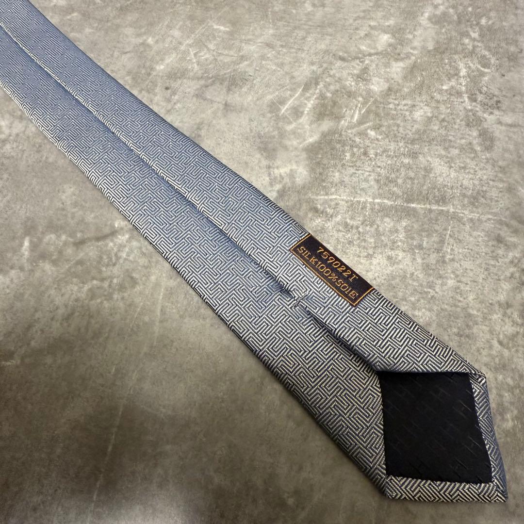 【✨極美品✨】 HERMES エルメス ネクタイ シルバー H柄 ファソネ 光沢